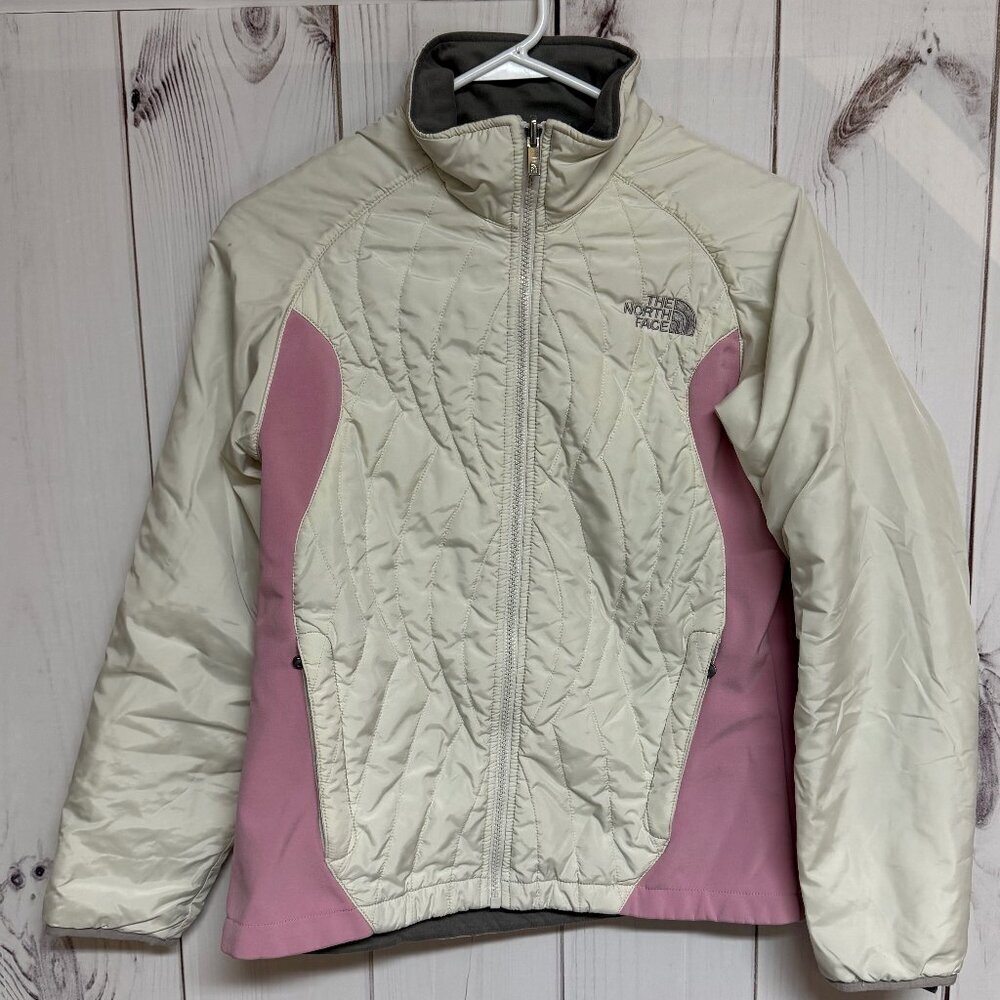 The North Face Insulated Hybrid Jacket Women’s‎ Small Ivory/Pink GUC
